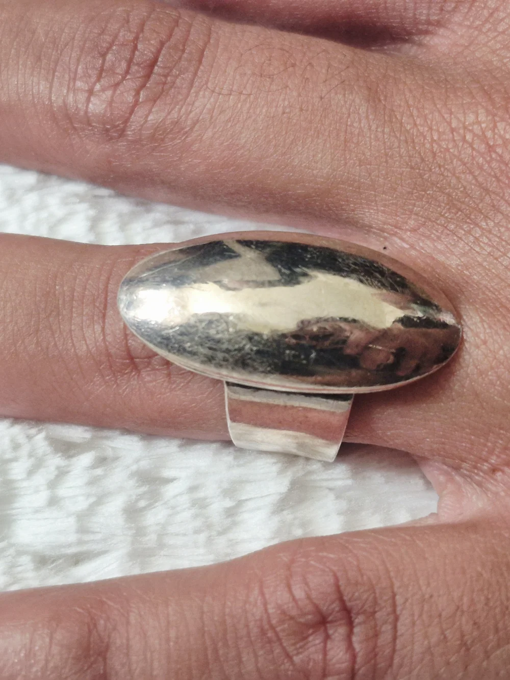 Vintage Navajo Sterling Silver Oval Dome Cocktail Ring